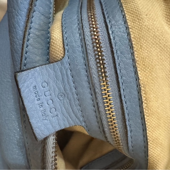Gucci Blue Leather Hobo Bag with Gold Hardware - Picture 12 of 16